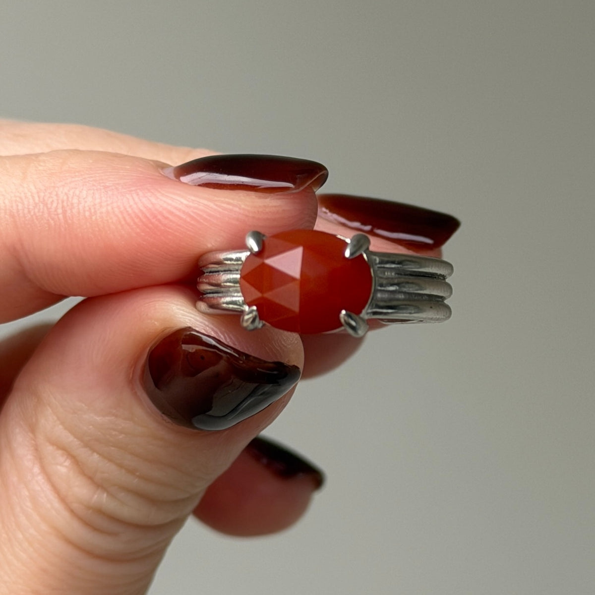 [ red agate ] trois silver