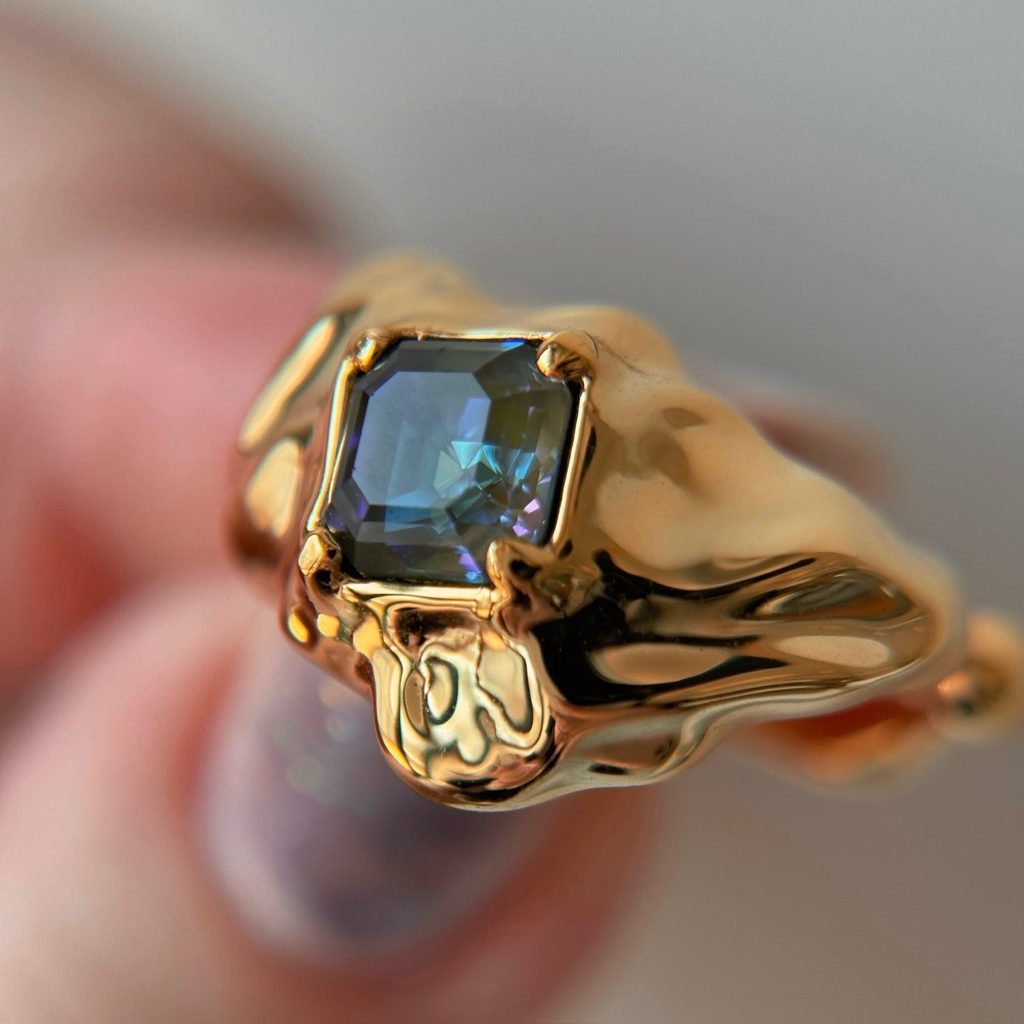 [ army green delight ]  melt ring  gold