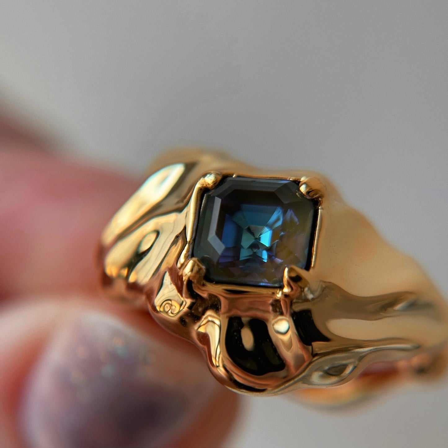 [ army green delight ]  melt ring  gold