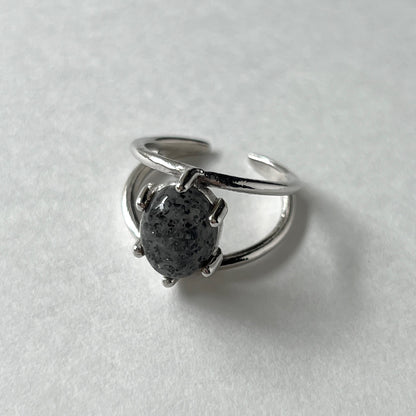 [ black aventurine ] double silver [ free size ]