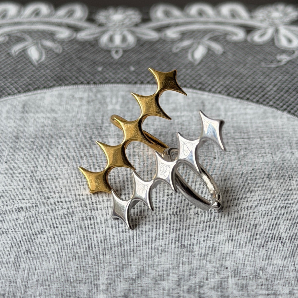 [ silver ] diamond line earcuff