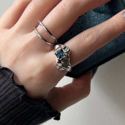 [ montana ]  melt ring  silver  [ free size ]