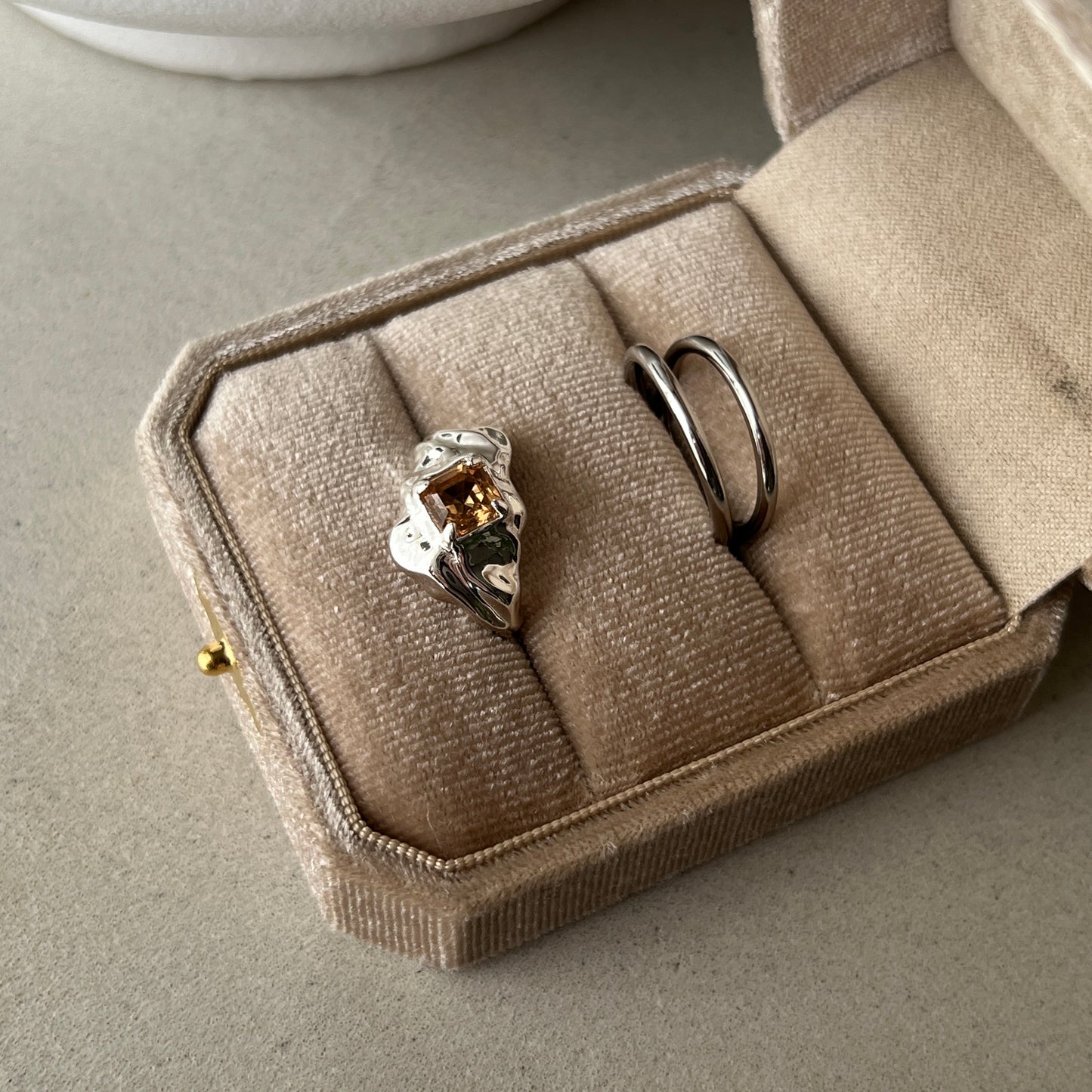 [ colorado topaz ]  melt ring  silver  [ free size ]