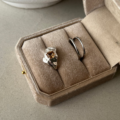 [ colorado topaz ]  melt ring  silver  [ free size ]