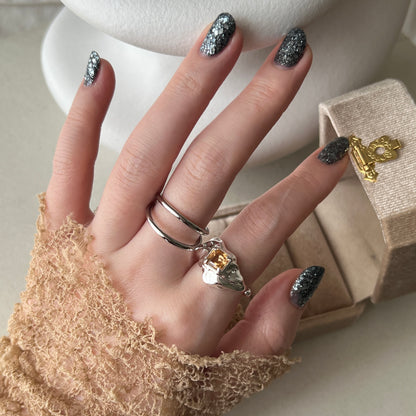 [ colorado topaz ]  melt ring  silver  [ free size ]