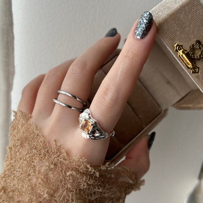 [ colorado topaz ]  melt ring  silver  [ free size ]