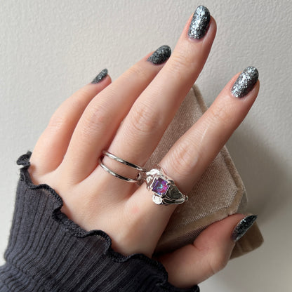 [ burgundy ]  melt ring  silver