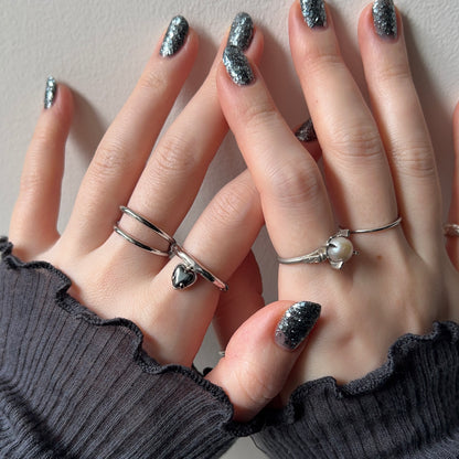 [ hematite ] um heart ring silver