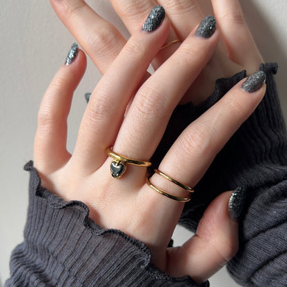 [ hematite ] um heart ring gold