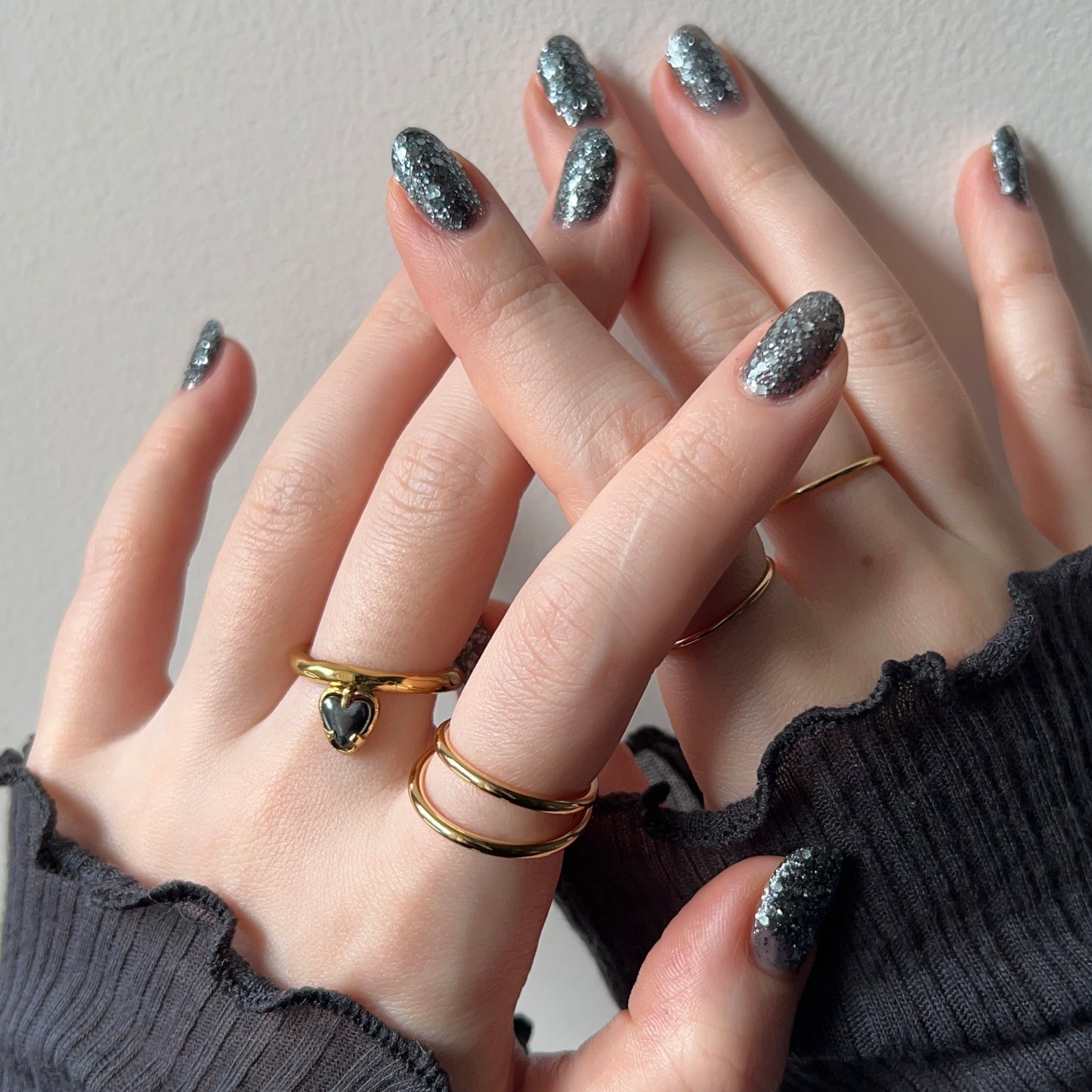 [ hematite ] um heart ring gold