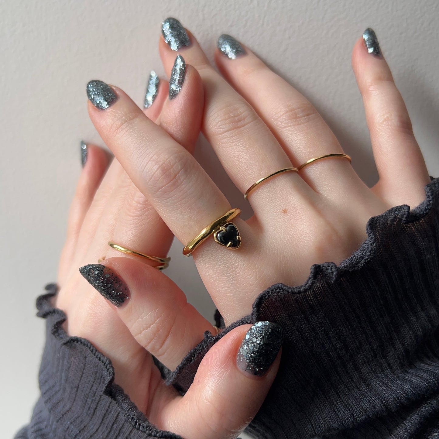 [ hematite ] um heart ring gold
