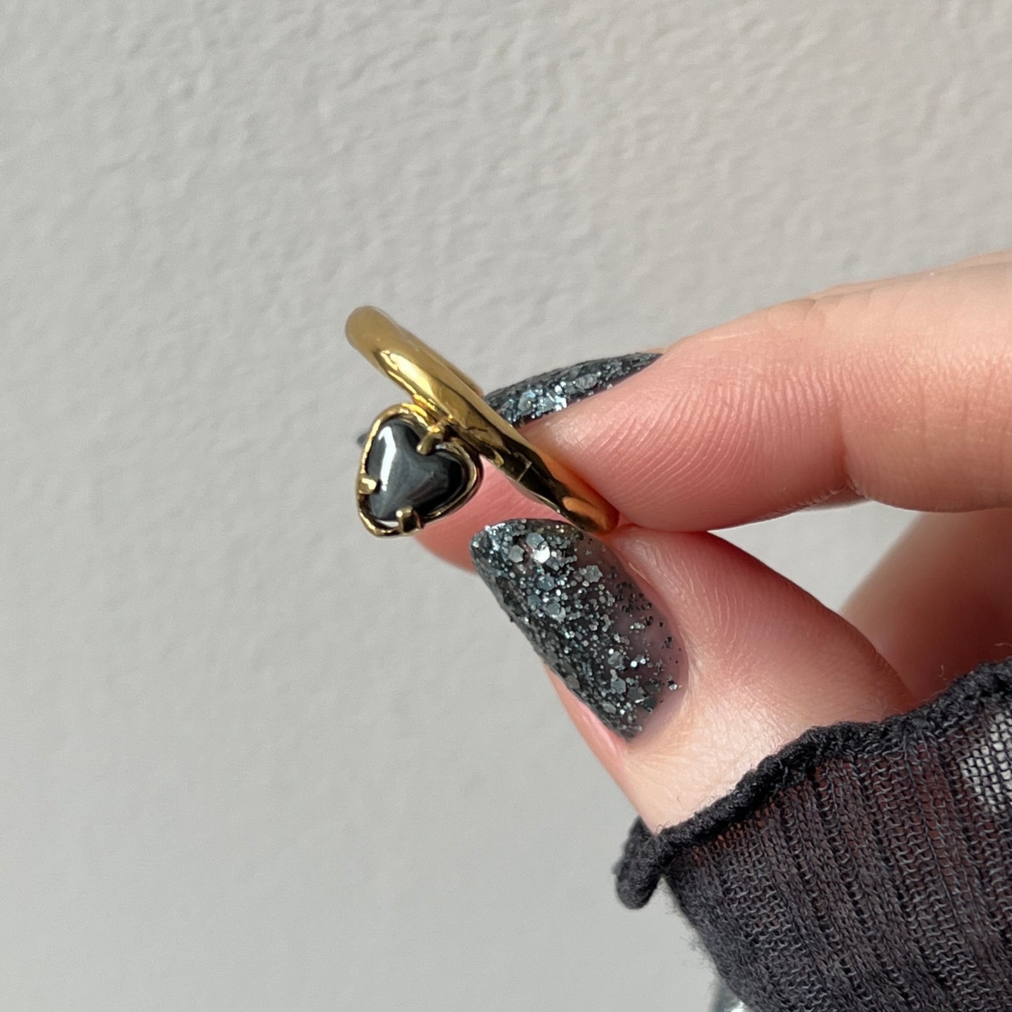 [ hematite ] um heart ring gold