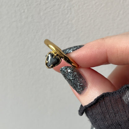 [ hematite ] um heart ring gold