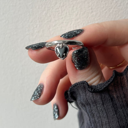 [ hematite ] um heart ring silver