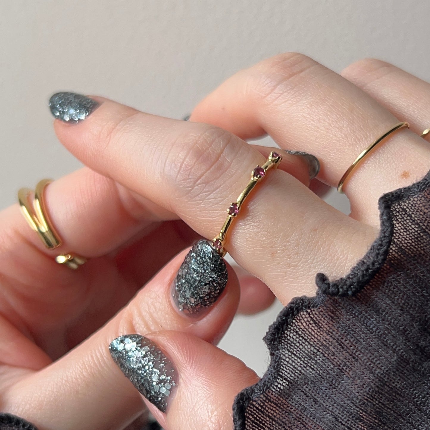 [ rhodolite garnet ] um garland ring gold