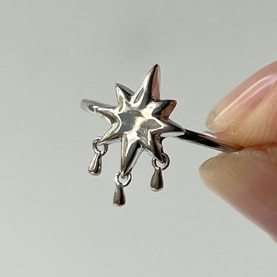 [ star drop ] ring silver
