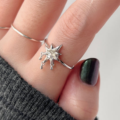 [ star drop ] ring silver