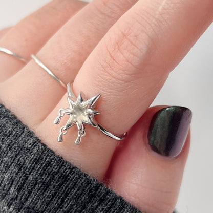 [ star drop ] ring silver
