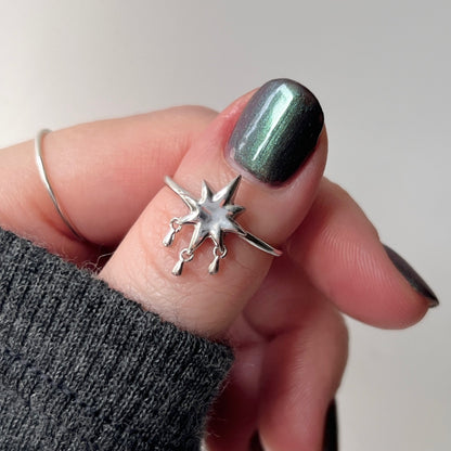 [ star drop ] ring silver