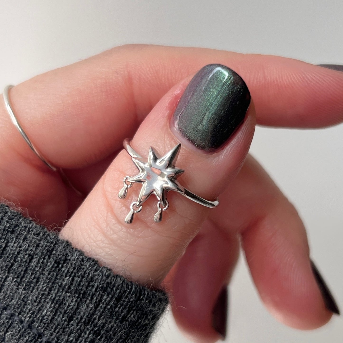 [ star drop ] ring silver