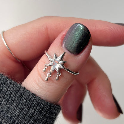 [ star drop ] ring silver