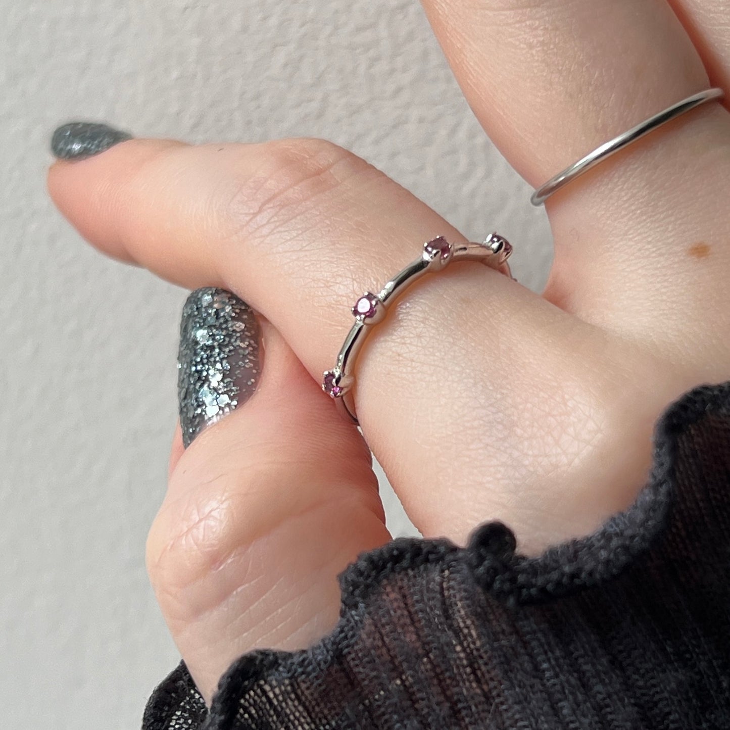 [ rhodolite garnet ] um garland ring silver