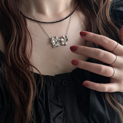 [ silver ] bears necklace