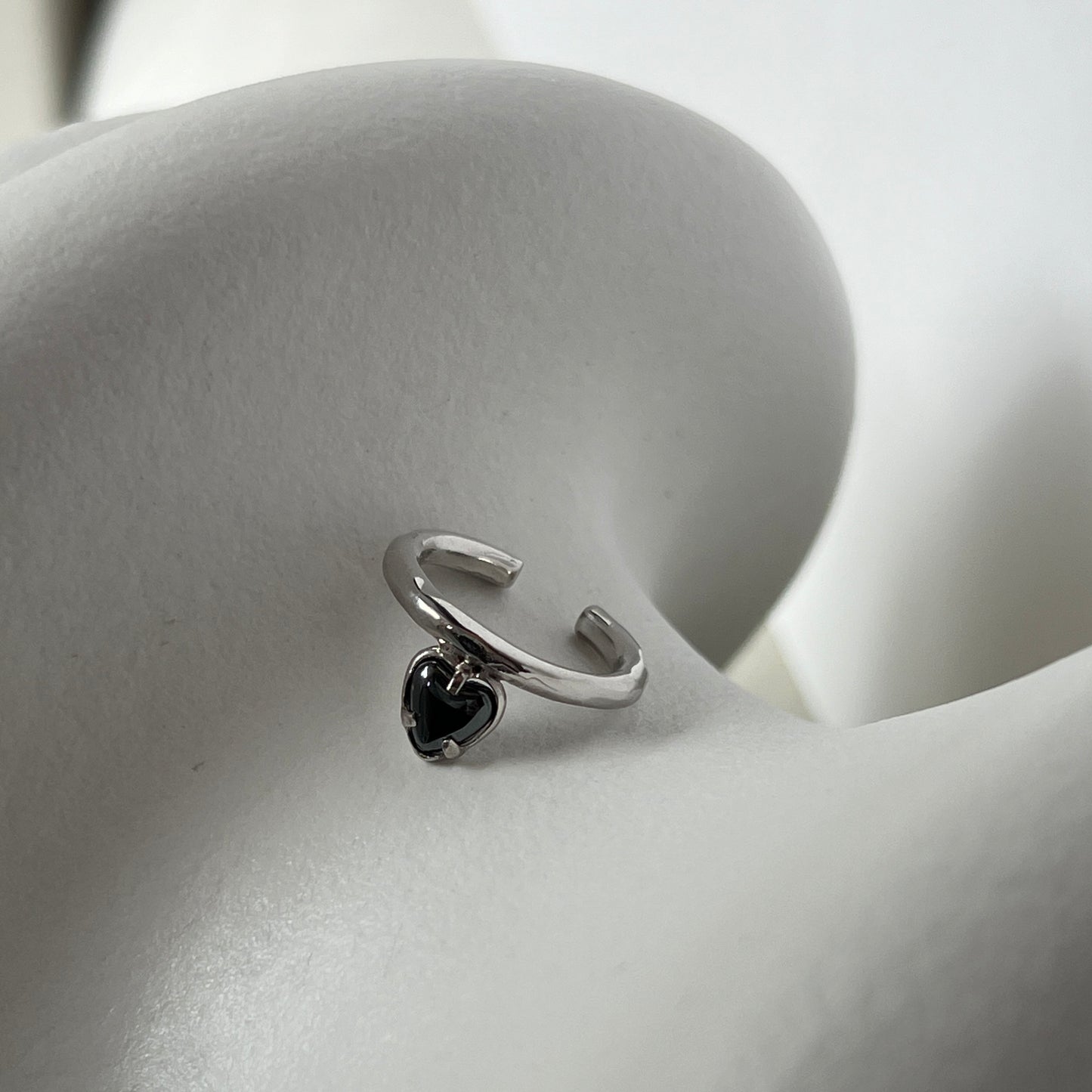 [ hematite ] um heart ring silver