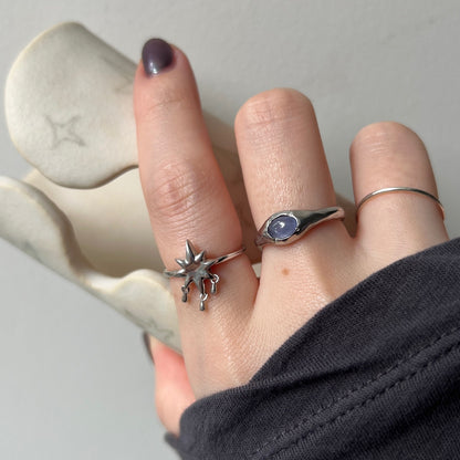[ star drop ] ring silver