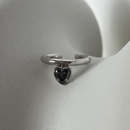 [ hematite ] um heart ring silver
