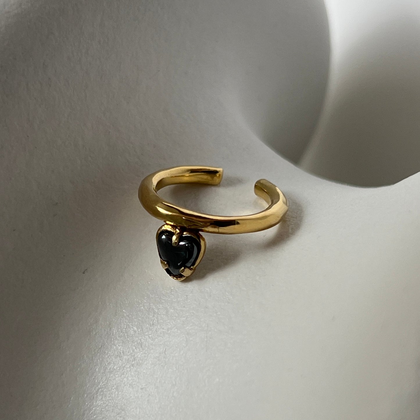 [ hematite ] um heart ring gold