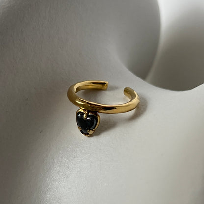 [ hematite ] um heart ring gold