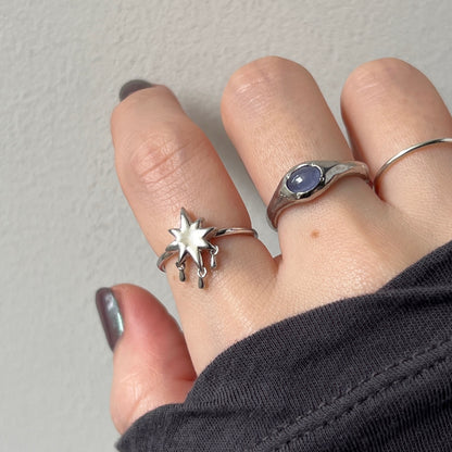 [ star drop ] ring silver