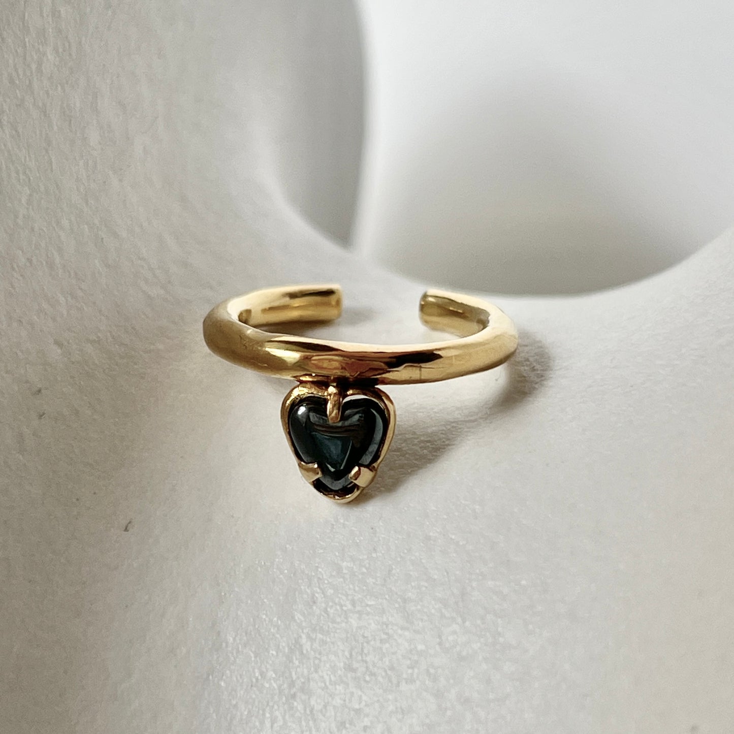 [ hematite ] um heart ring gold