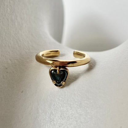 [ hematite ] um heart ring gold