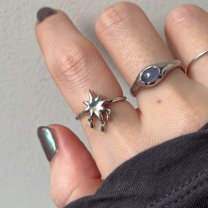[ star drop ] ring silver