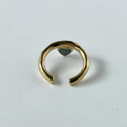 [ hematite ] um heart ring gold