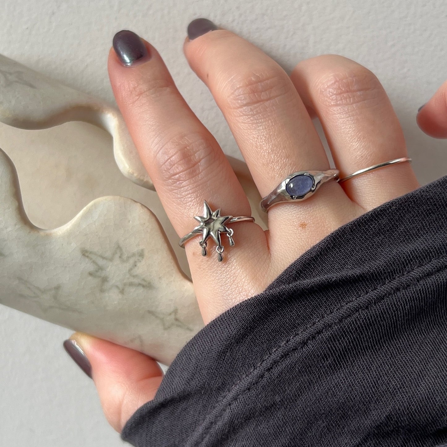 [ star drop ] ring silver