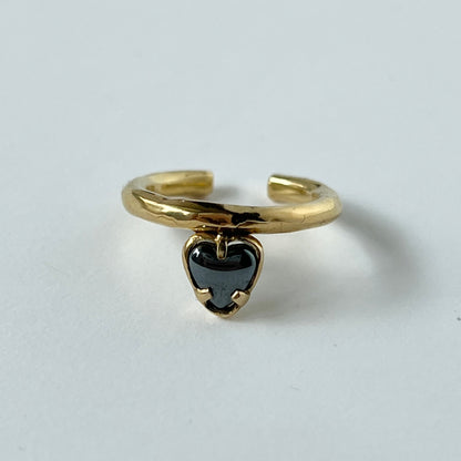 [ hematite ] um heart ring gold