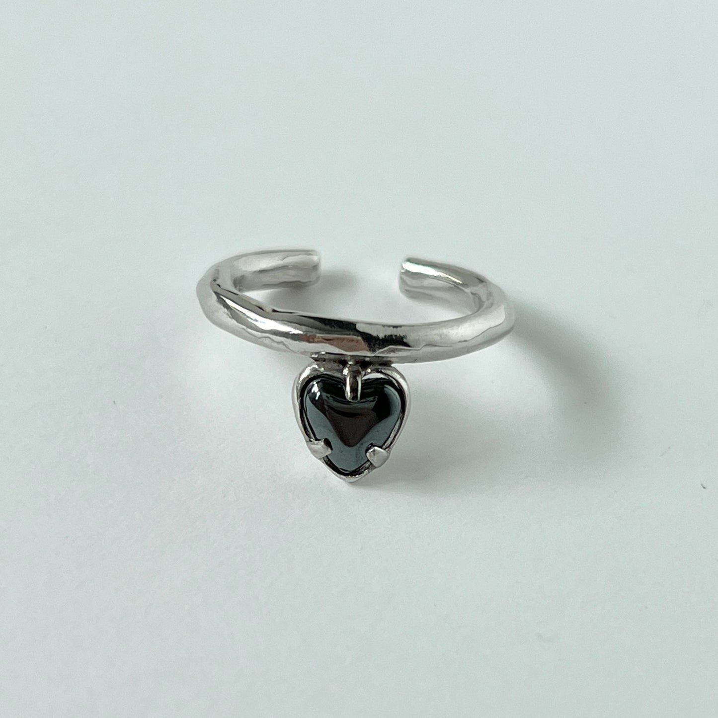 [ hematite ] um heart ring silver