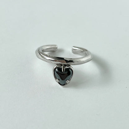 [ hematite ] um heart ring silver