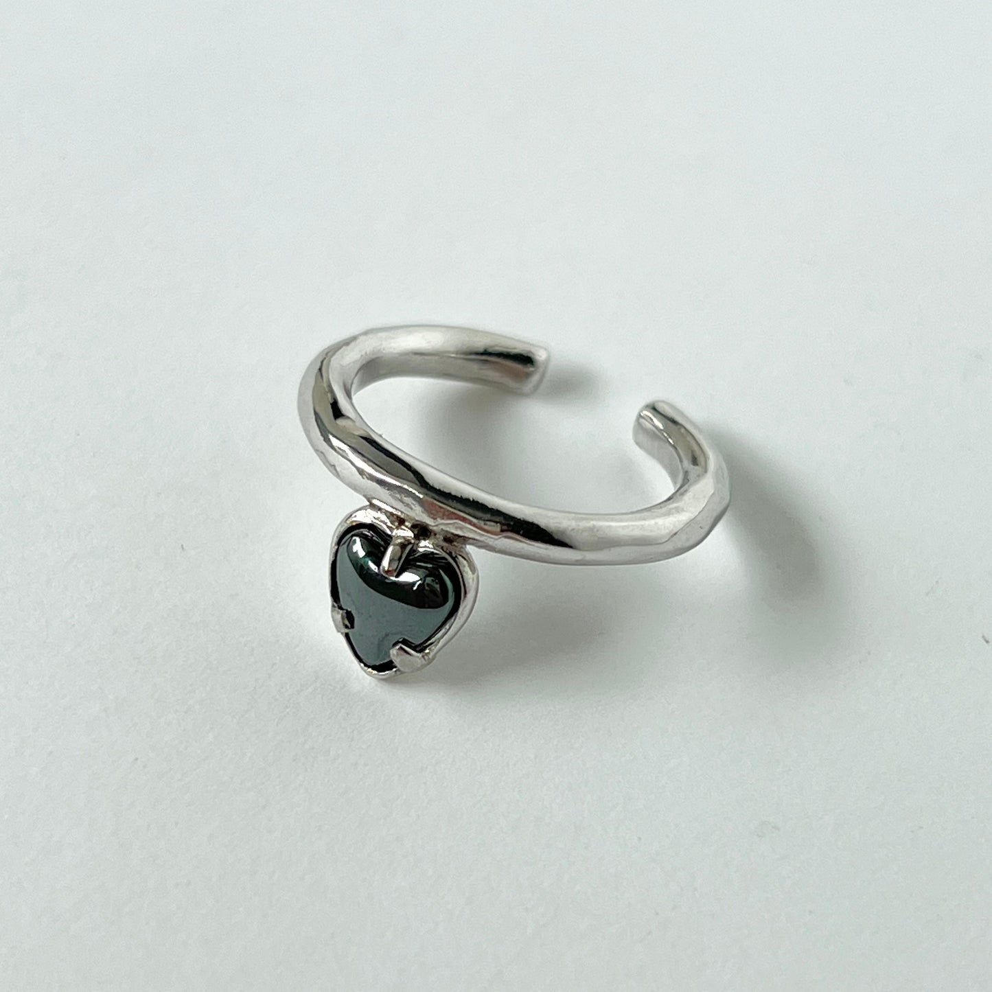 [ hematite ] um heart ring silver
