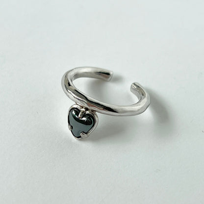 [ hematite ] um heart ring silver