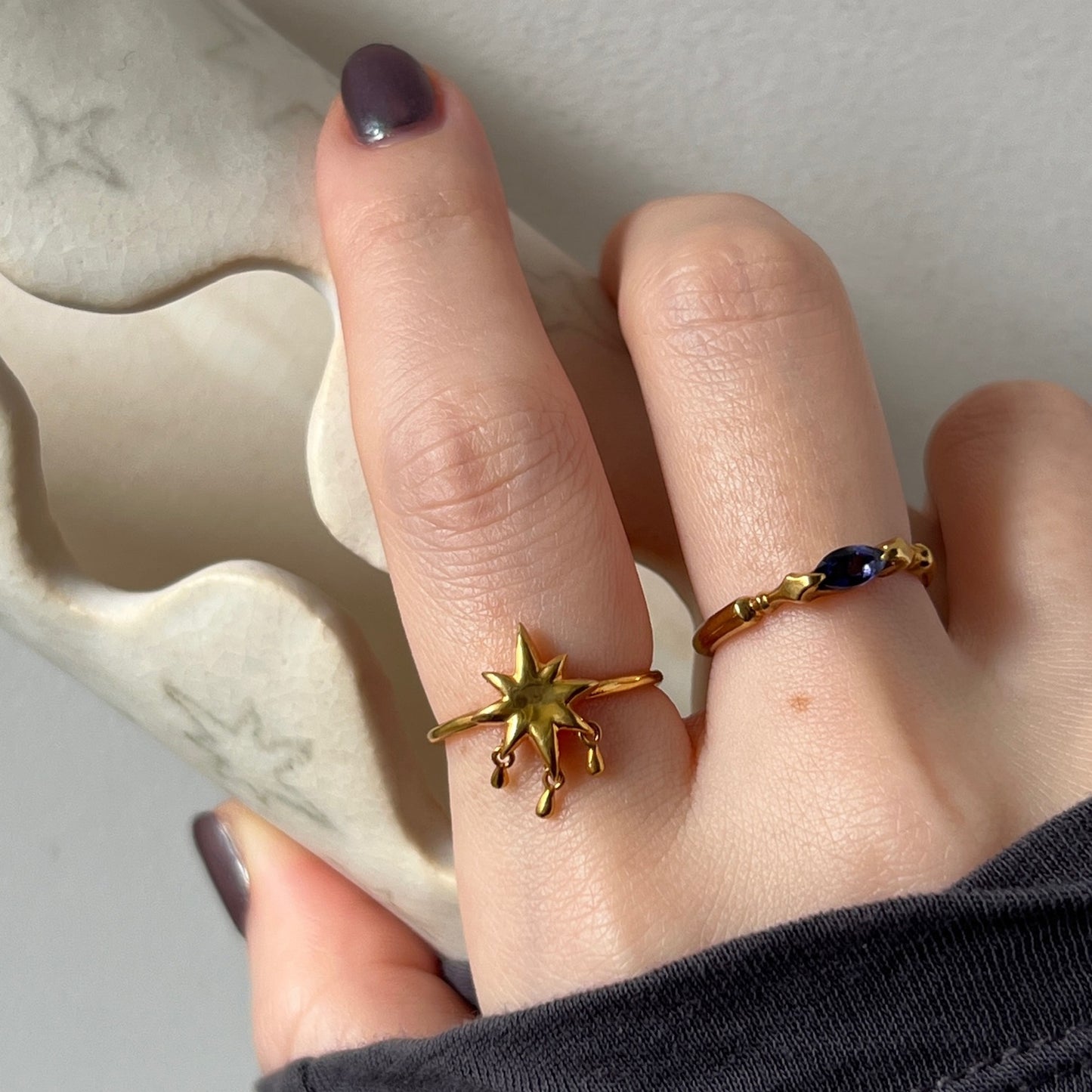 [ star drop ] ring gold