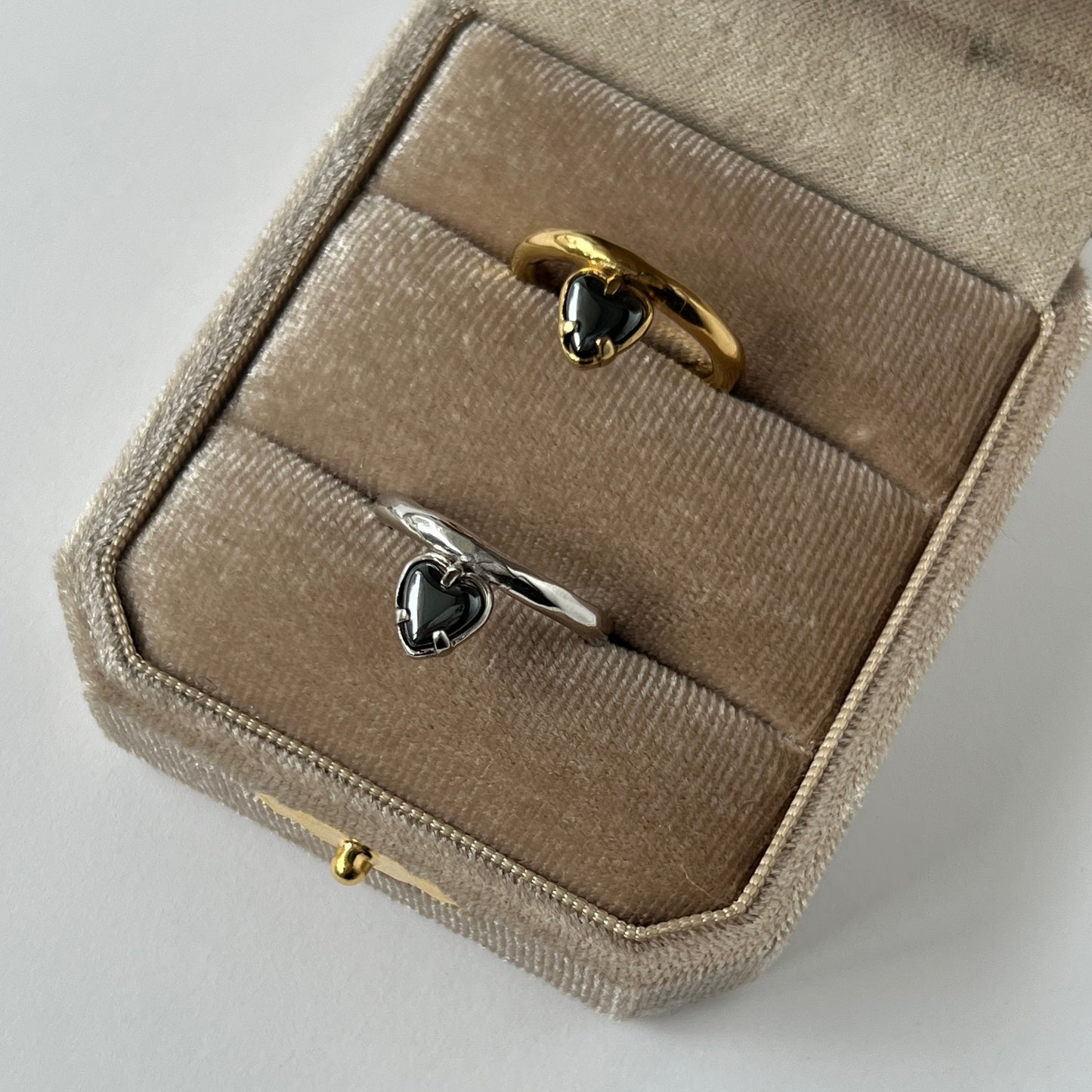 [ hematite ] um heart ring gold