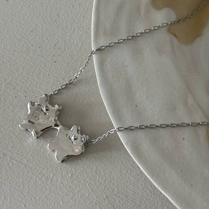[ silver ] bears necklace