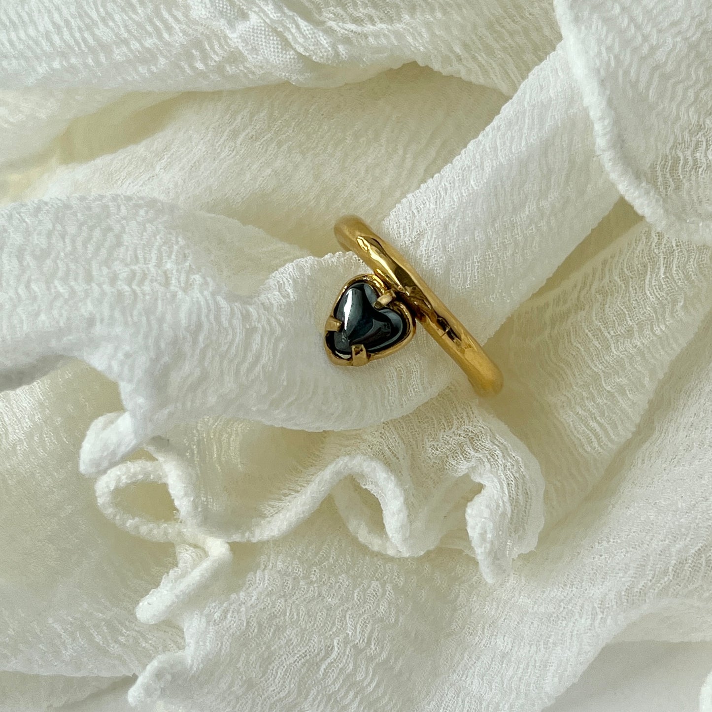 [ hematite ] um heart ring gold