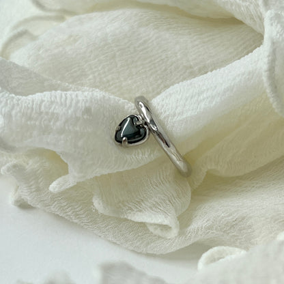 [ hematite ] um heart ring silver