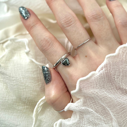 [ hematite ] um heart ring silver