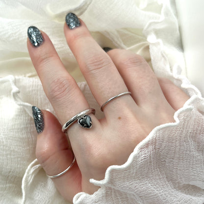 [ hematite ] um heart ring silver
